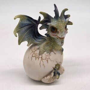 Baby Dragon Figurine In Egg Shell Hatchling Mythical Creature Collectible Resin